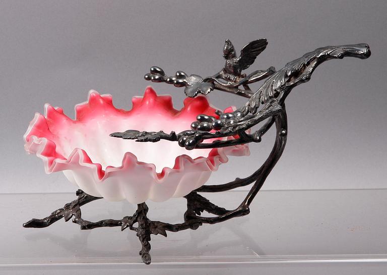 SKÅLFAT, glas och metall, 1800-talets andra hälft.