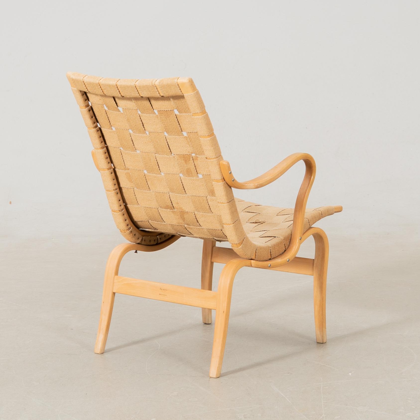 Bruno Mathsson, fåtölj "Eva", Firma Karl Mathsson Värnamo 1969.