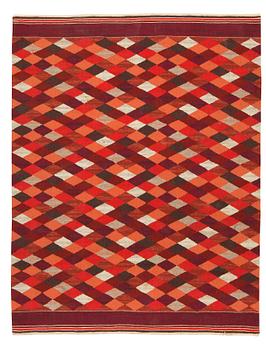 886. RUG. Flat weave. 234,5 x 183,5 cm. Possibly Elsa Gullberg. Sweden around 1940's-50's.
