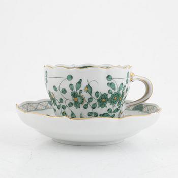 Kaffe-och moccaservis, porslin, 40 delar, "Indische Malerei Grün", Meissen, Tyskland.