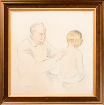 ALF DANNING, piirros ja vesiväri, signeerattu ja päivätty -36.