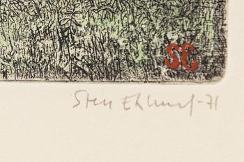 Sten Eklund, "Ett av husen vid 4 på bild 3" ur "Kullahusets hemlighet".