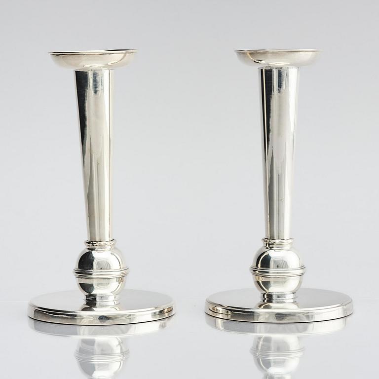 Carl Fredrik Carlman, a pair of silver candlesticks, Stockholm, Sweden 1955.