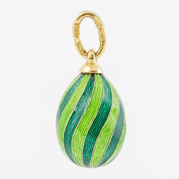 W.A. Bolin, pendant in the form of an egg, 18K gold and silver and enamel.