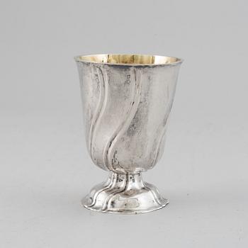 A mid 18th century parcel-gilt silver beaker, marked Kronstadt.