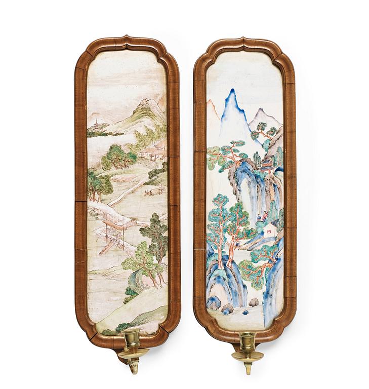 LJUSLAMPETTER, två stycken, emalj på koppar. Qingdynastin, Qianlong (1736-1795).