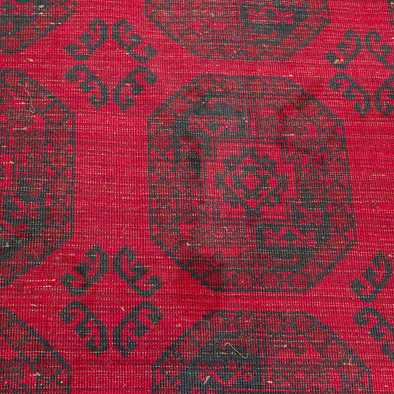 Two Afghan carpets. Ca. 326 x 217 and 88 x 63 cm.