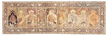 273. SEMI-ANTIQUE KAYSERI SAFF. 328 x 105 cm. (plus 1 cm flat weave at each end).