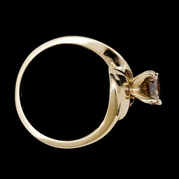 RING, 14K guld med briljantslipad diamant, ca 1.02 ct.