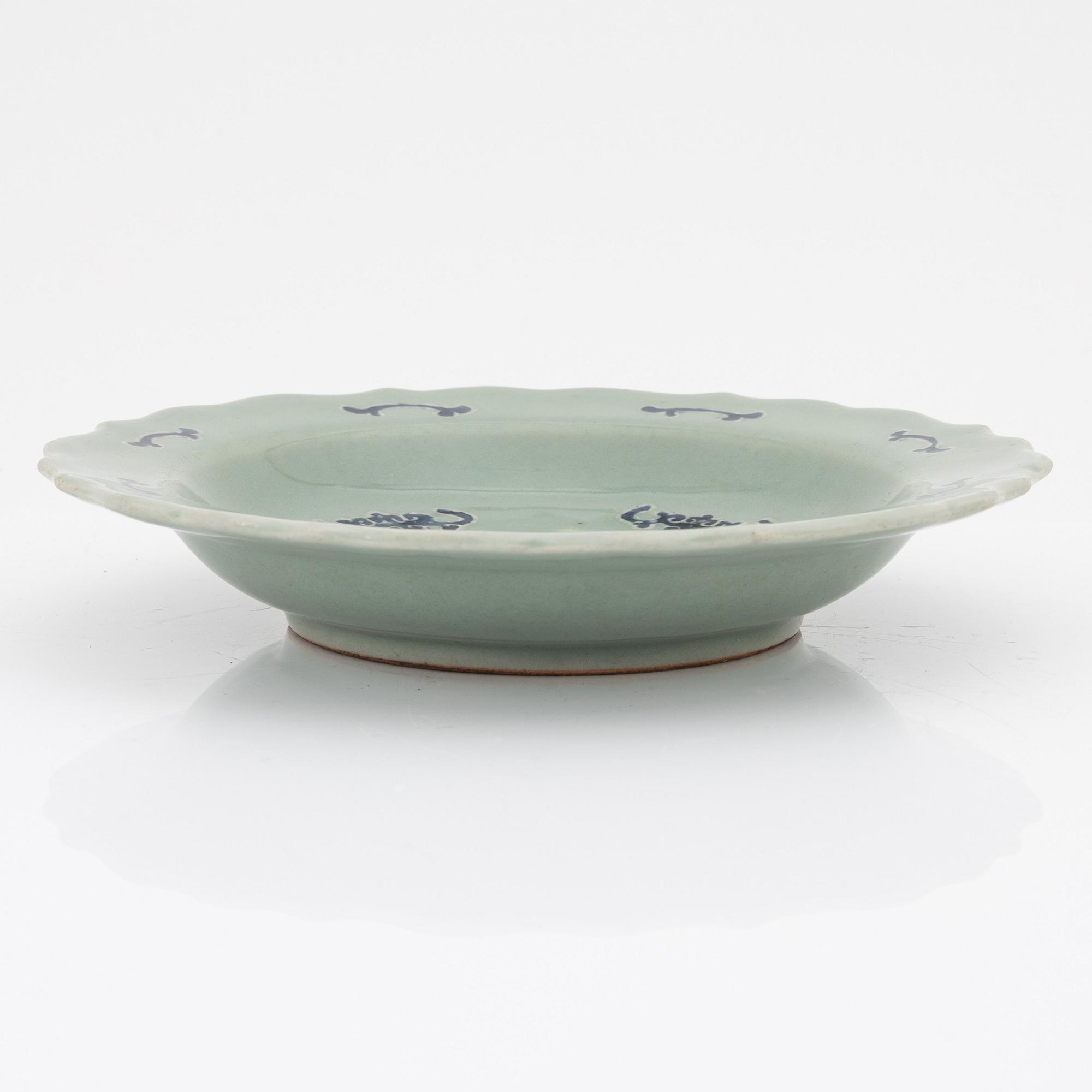 A Chinese celadon dish, 20th century.