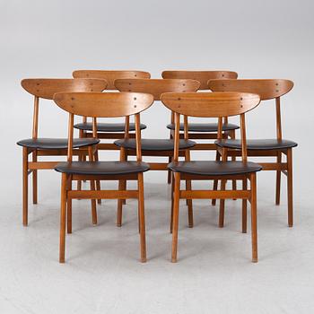 Chairs, 7 pcs, Farstrup, Denmark, 1950s/60s.
