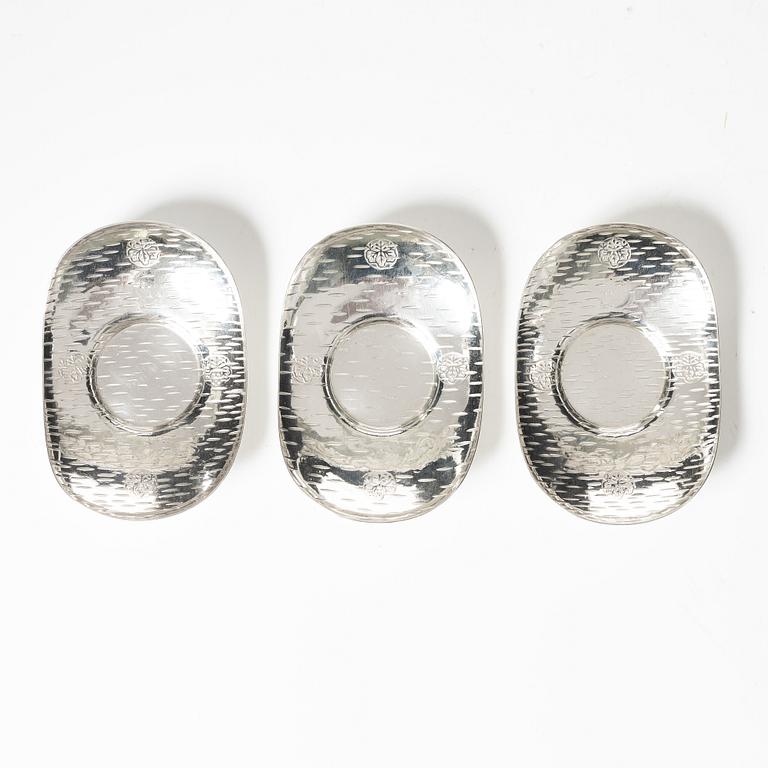 Fat, tre stycken, silver, Japan, 1900-tal.