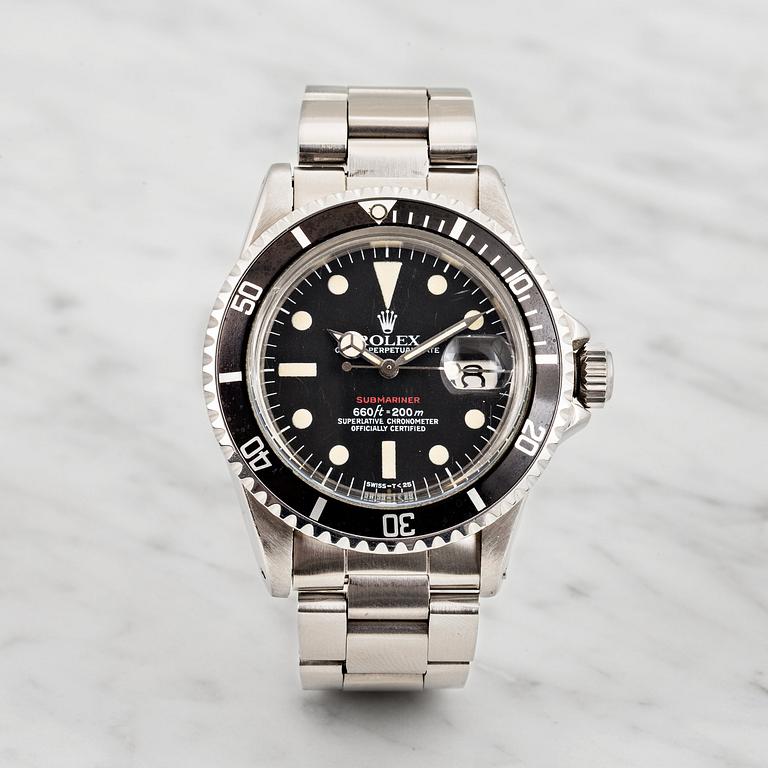 ROLEX, Oyster Perpetual Date, Submariner (660ft=200m, SWISS-T, Mark VI), Chronometer, "Red", wristwatch, 40 mm.