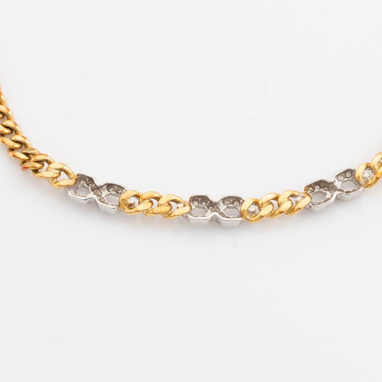 18K gold and small eight cut diamond necklace and bracelet.