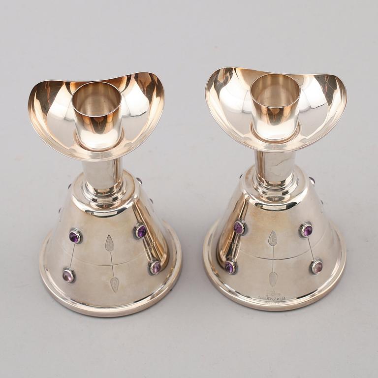 LJUSSTAKAR, 1 par, silver, Göthlin, Tesi, Göteborg 1960.