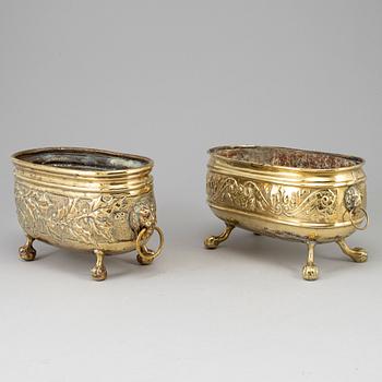 Two 19th century brass jardinieres.