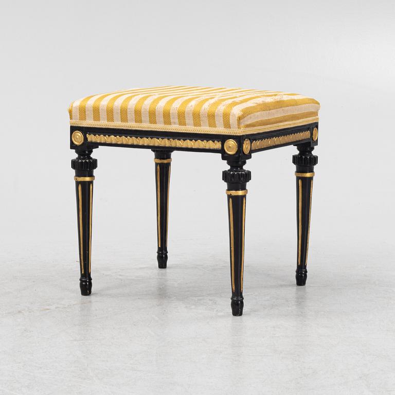 A late Gustavian stool, with the mark of Stockholms chairmakers guild, end of the 18th Century.