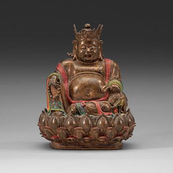 224. A bronze Budai, Qing dynasty, presumably 18th century.