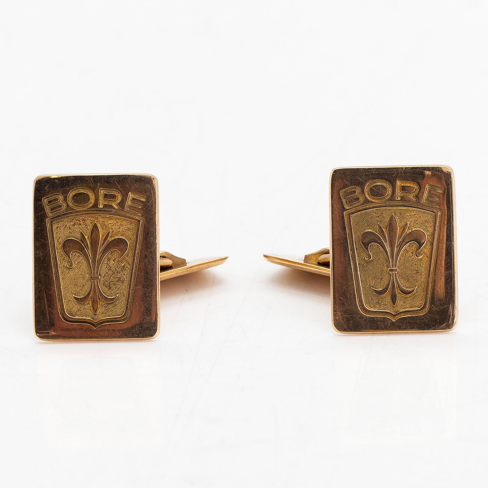 A pair of  14K gold 'Bore' cufflinks, Kultateollisuus Oy, Turku 1966.