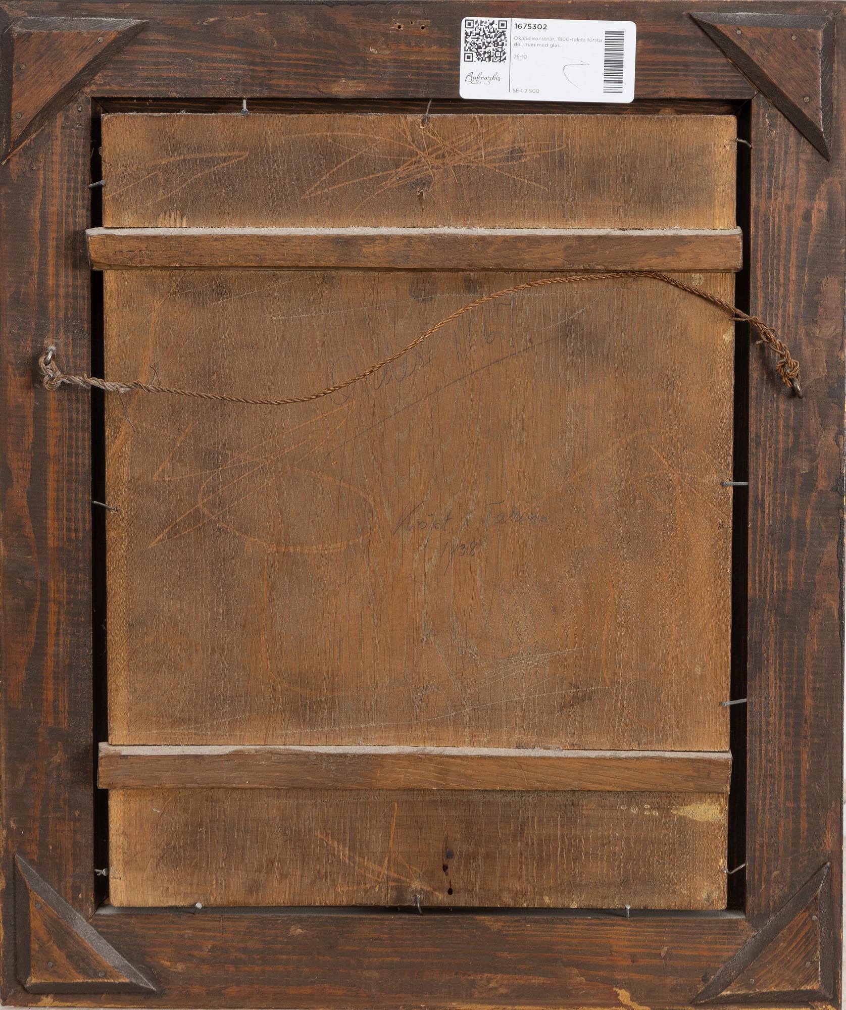 Unknown artist, first half of the 19th century, Man with glass.