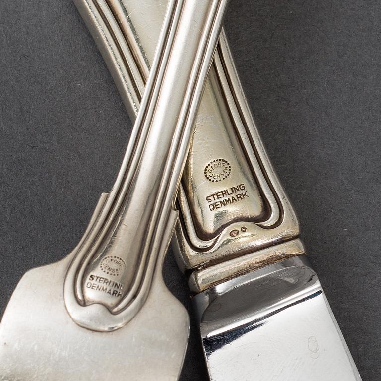 GEORG JENSEN, bestickservis, 161 delar, sterling silver, "Old Danish/Dobbeltriflet". Danmark samt svensk importstämpel.