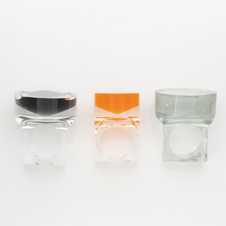 Siv Lagerström, three acrylic rings, 1970s.