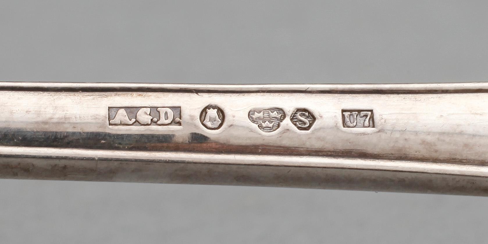 BESTICKSERVISDELAR, 41 delar, silver, bla K Anderson, mestadels 1900-tal. Totalvikt: ca 1060 gram.
