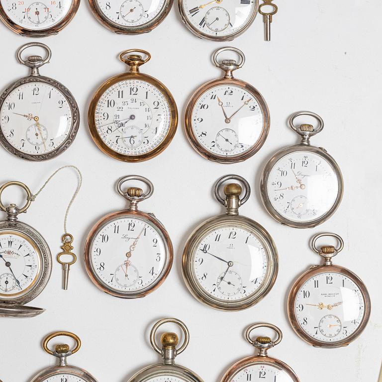 Collection of pocket watches, 63 pieces, "No reserve", various materials.