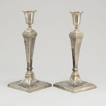 JOHAN PETTER FAGERSTRÖM,  a pair of pewter candlesticks from Kalmar, 1798-1845.
