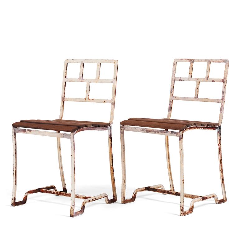 Carl Hörvik, a pair of garden chairs, possibly produced by Thulins vagnfabrik, Skillingaryd.