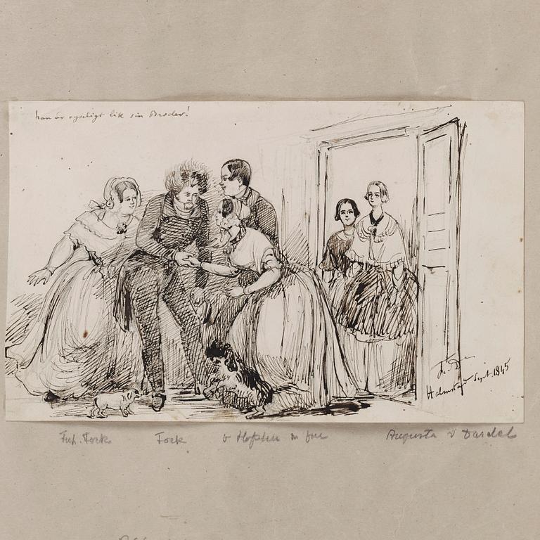 FRITZ VON DARDEL, teckning, monogramsignerad, daterad Halmstad sept 1845.