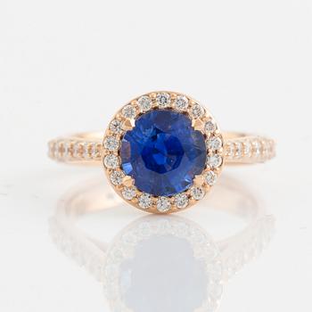 Sapphire and brilliant cut diamond ring.