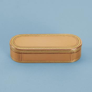 A Swedish 18th century gold snuff-box, makers mark of Friedrich Fyrwald, Stockholm 1791.