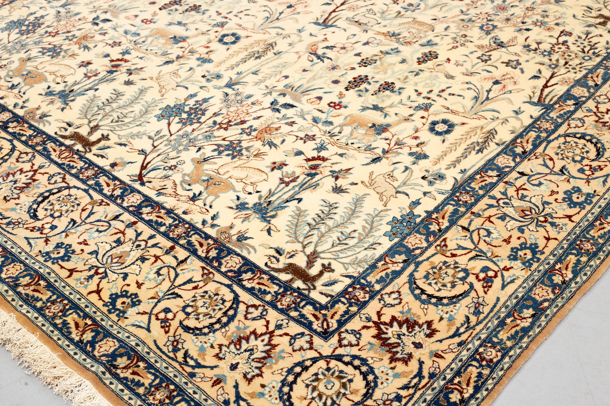 Matto, semi-antique/old Nain, part silk, ca 250,5 x 162 cm.