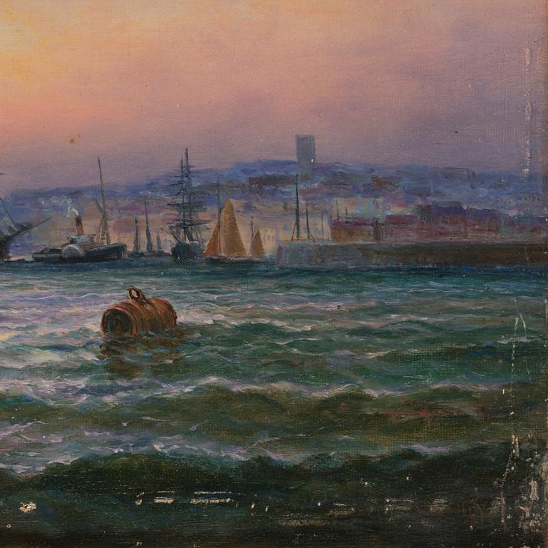 Ships at sunset.