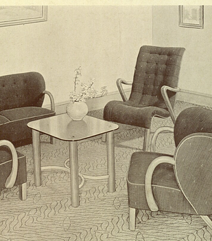 Viggo Boesen, tillskriven., Fåtölj, modell 107, Slagelse Møbelværk, Danmark, 1940-tal.