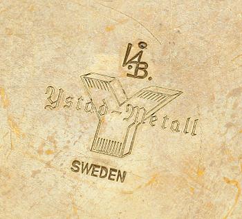 LJUSSTAKAR, 5 st, mässing, "Liljan", Ivar Ålenius Björk för Ystad-Metall, 1900-tal.