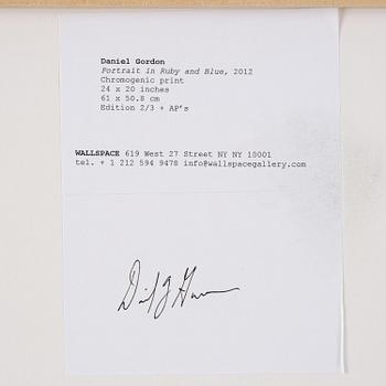 Daniel Gordon, "Portrait in Ruby and Blue, 2012".