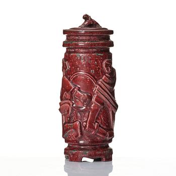 Jais Nielsen, a stoneware lidded vase, model 20.100, Royal Copenhagen, Denmark 1955.