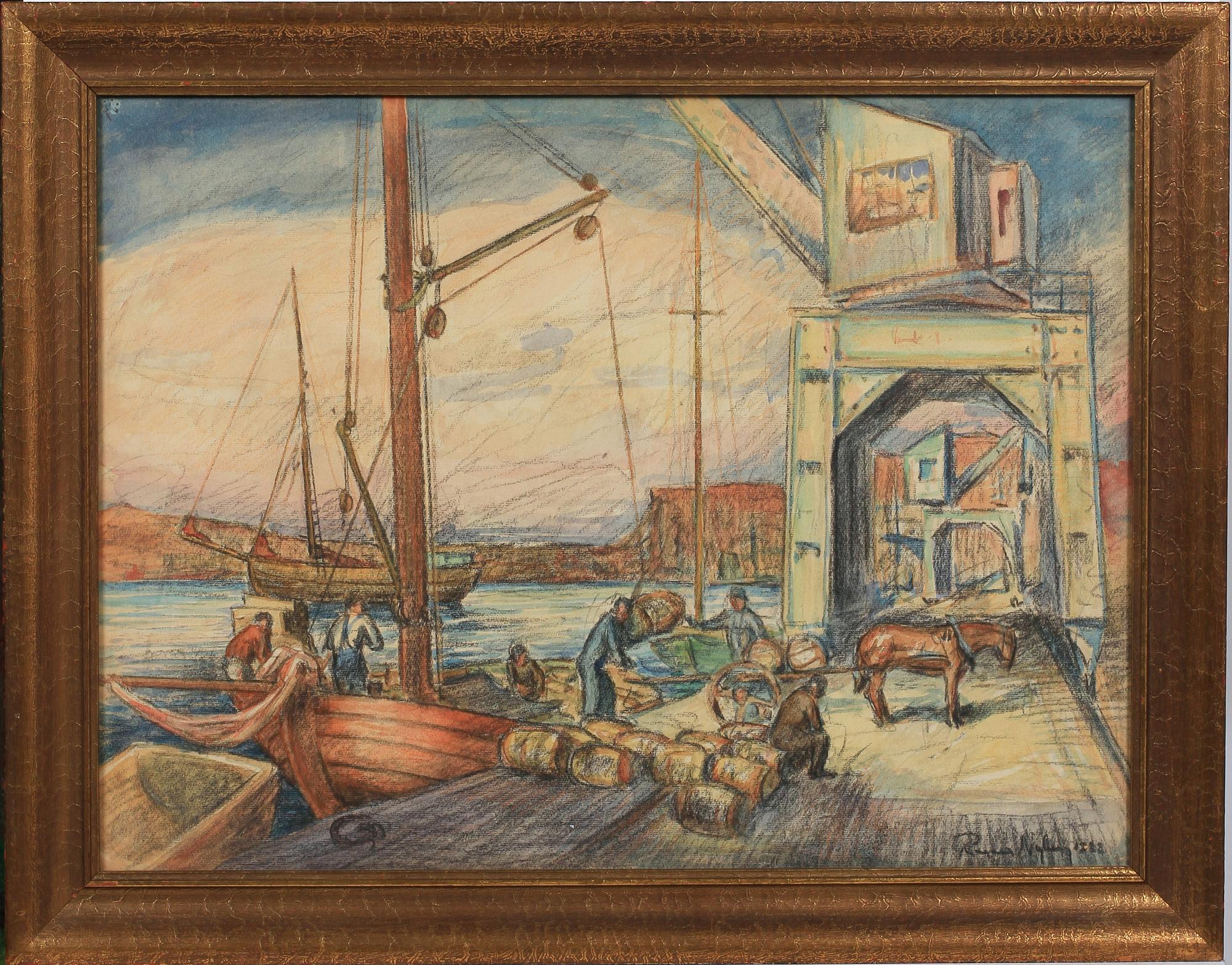 RAGNAR NYBERG, akvarell och krita. Sign och dat.