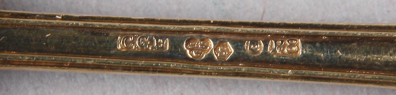 BESTICK, 4 st, förgyllt silver. Bl.a 1700-tal.