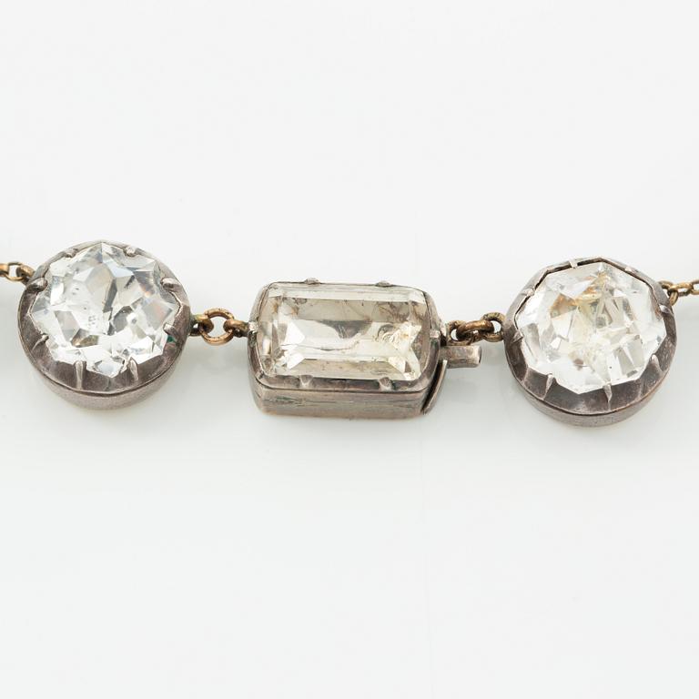 Silver necklace with paste, 19th century.