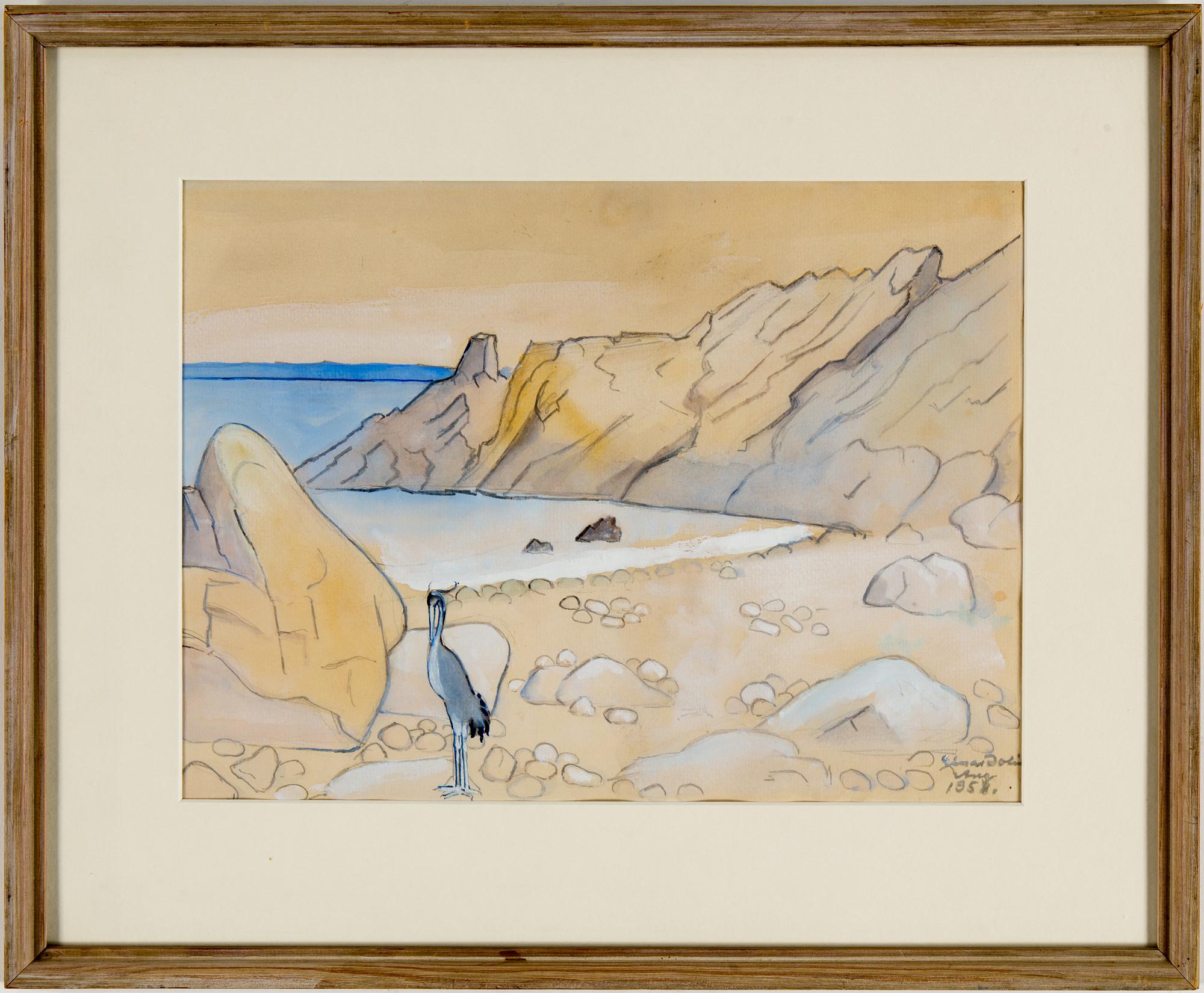 EINAR JOLIN, water color, signed and dated 1958.