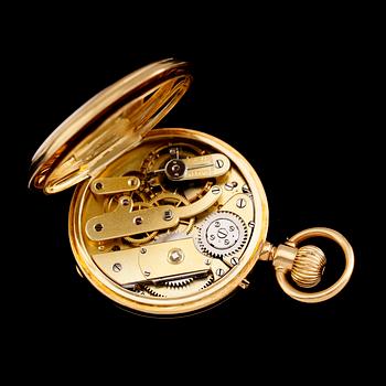 FICKUR, 18 k guld, omkring år 1900. Total vikt med urverk ca 78 gram.