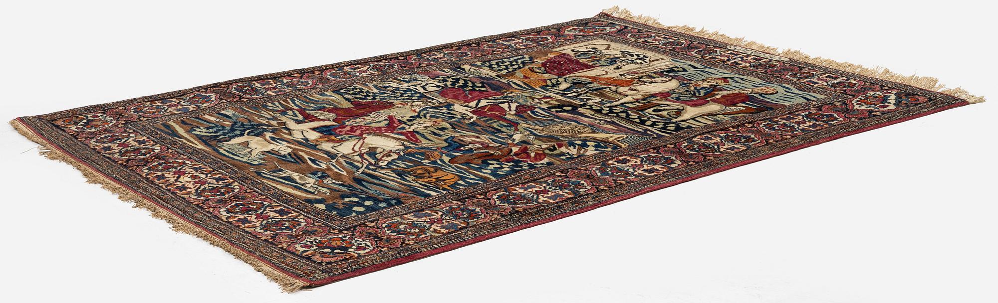 A pictoral Kashan rug, Central Persia, Souf, c. 201 x 142 cm.