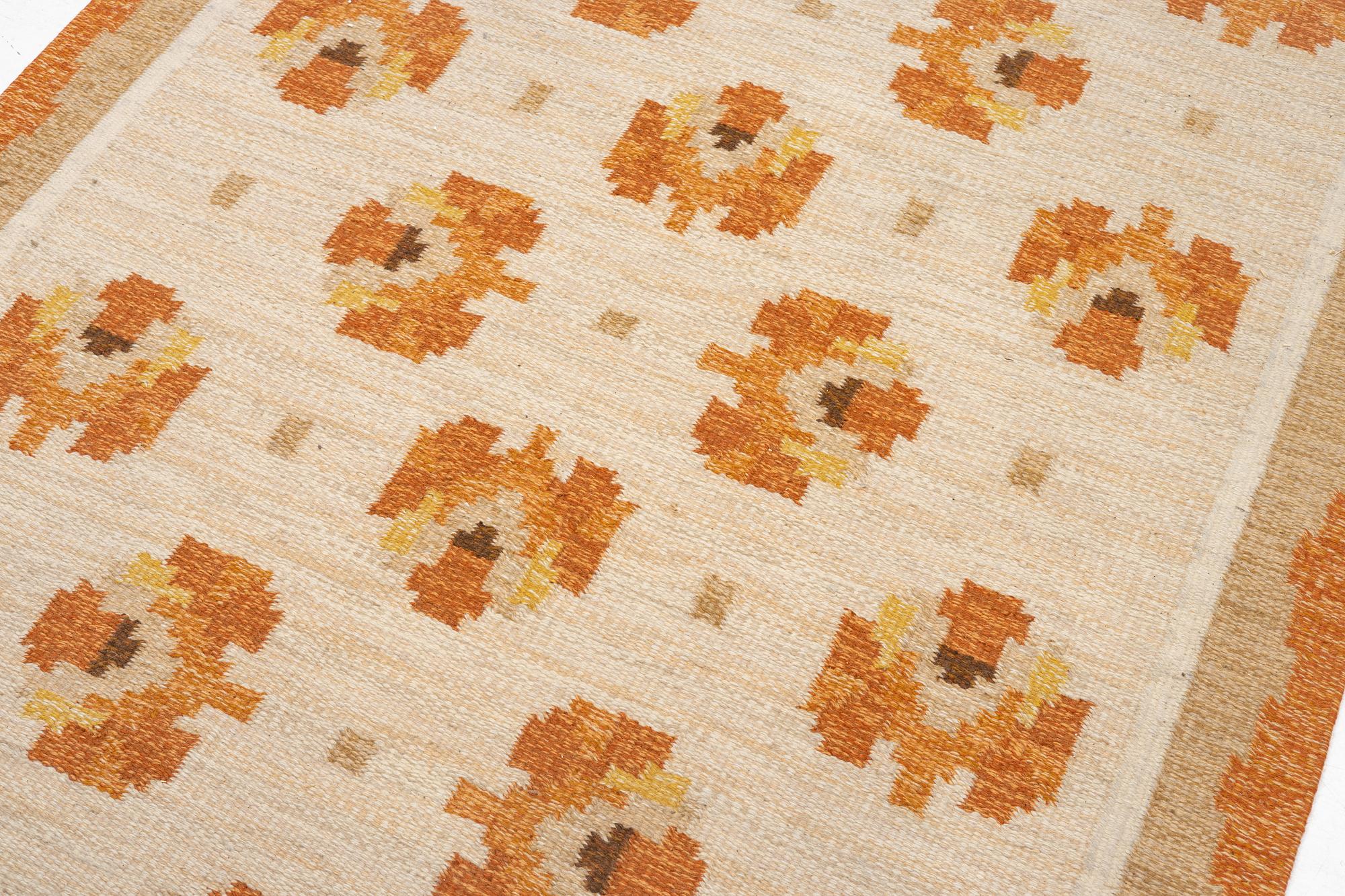 Ingegerd Silow, a flat weave rug, signed, c. 200 x 137 cm.