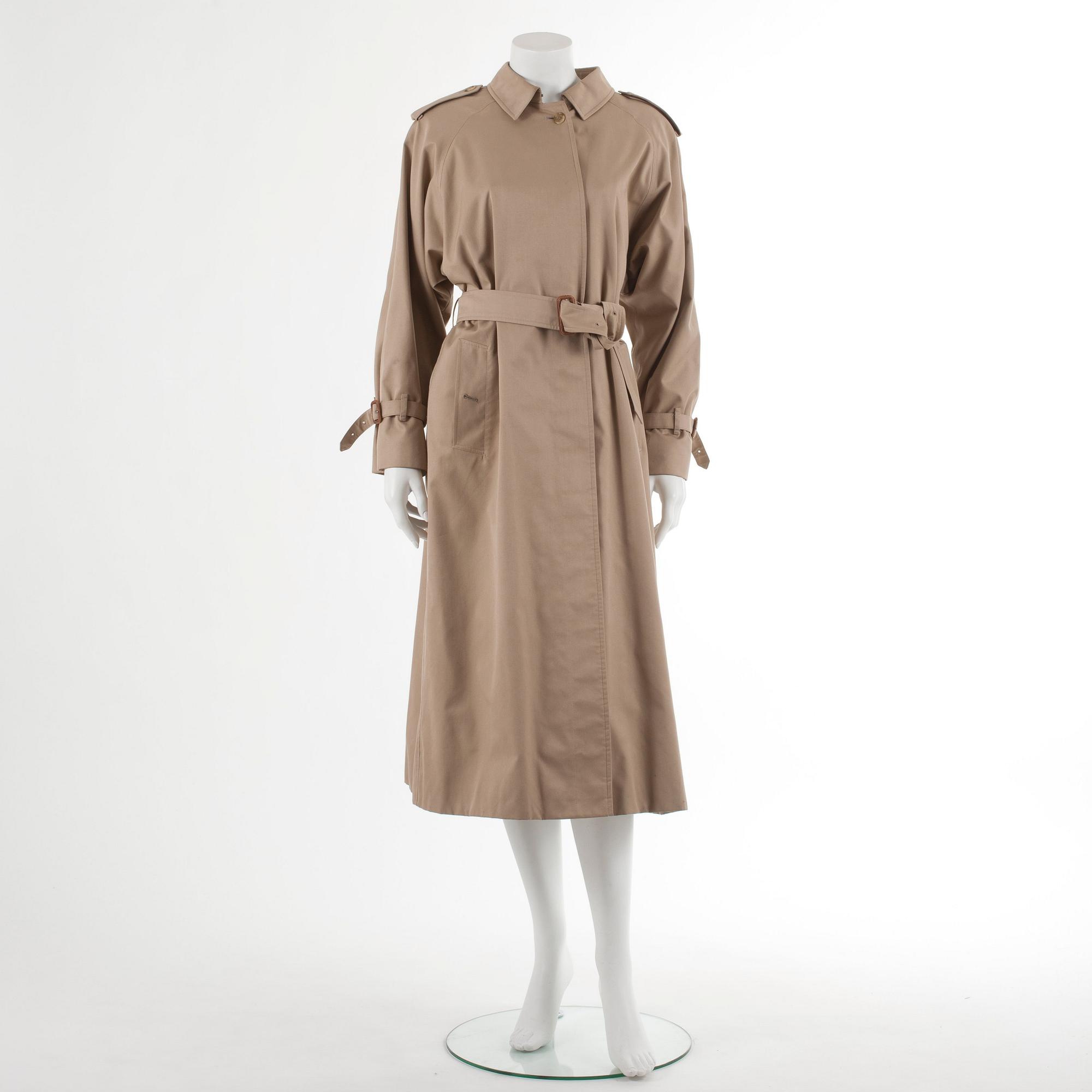 BURBERRY, a beige cotton blend trenchcoat and a shawl.