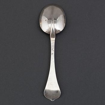 An 18th century silver spoon, unidentified marks.