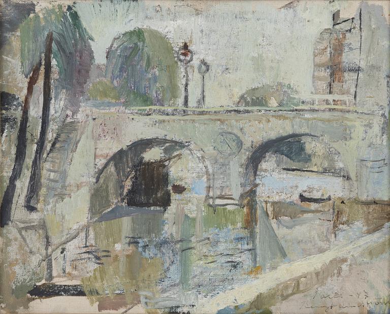 Bengt Lindström, oil on canvas/paper-panel, signed and dated Paris -47.