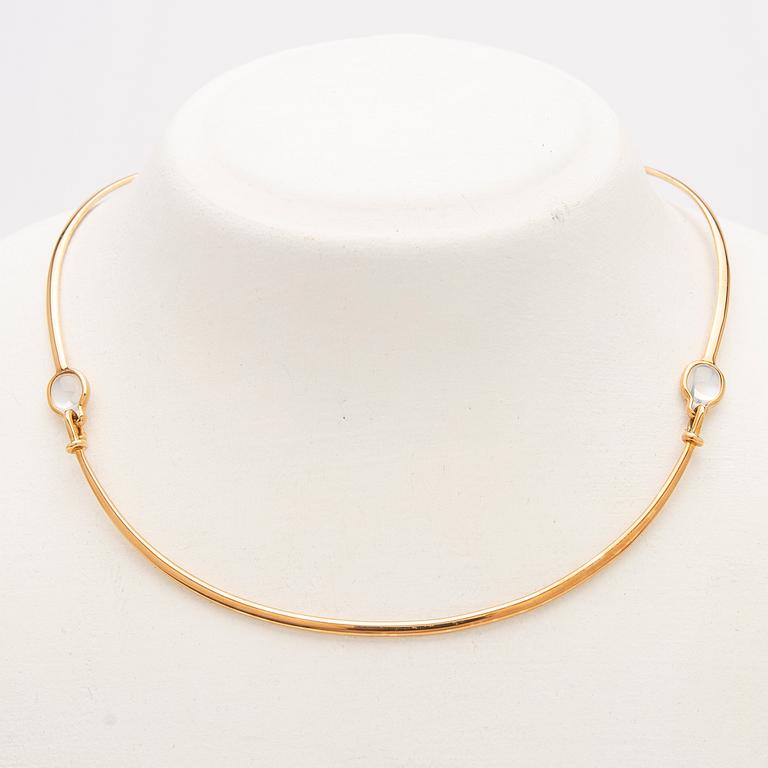 Vivianna Torun Bülow-Hübe, Necklace, 18K gold set with two moonstones, by Georg Jensen, Denmark.
